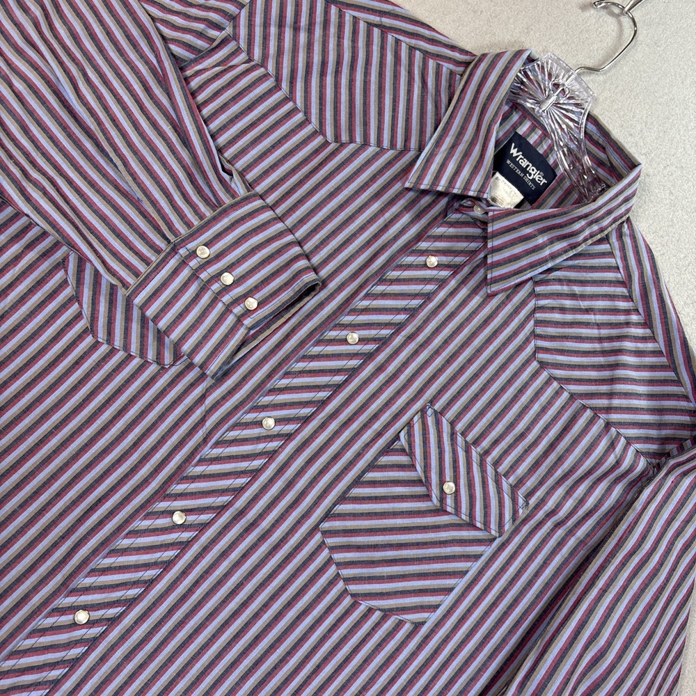 Vintage Wrangler Western Striped Pearl Snap Long Sleeve Men's Size 3X